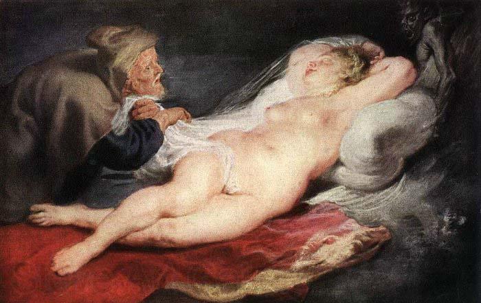 RUBENS, Pieter Pauwel The Hermit and the Sleeping Angelica Norge oil painting art